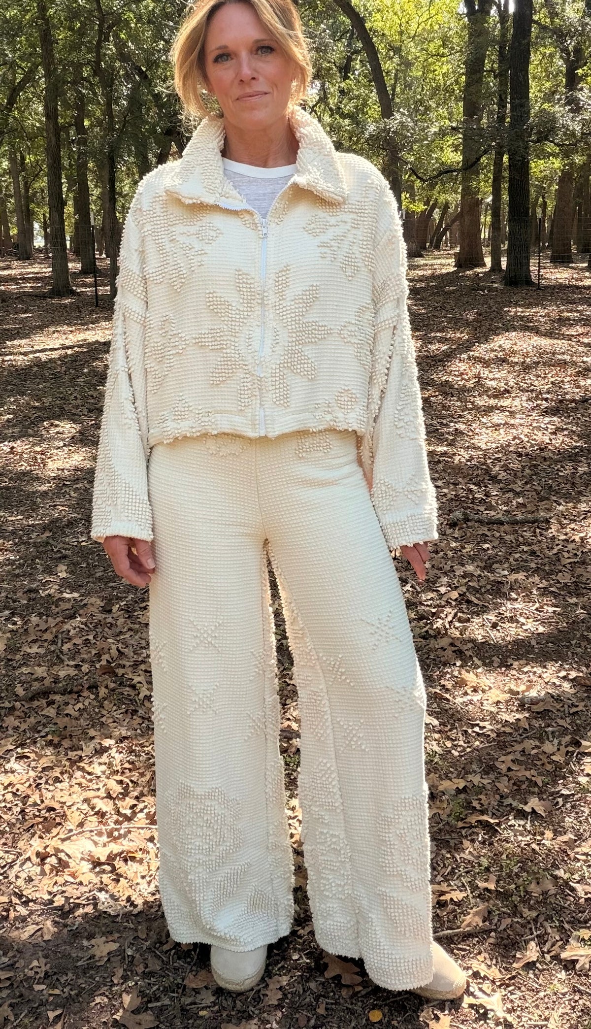 Chenille zip up jacket and pants set xs/s  see measurements in description
