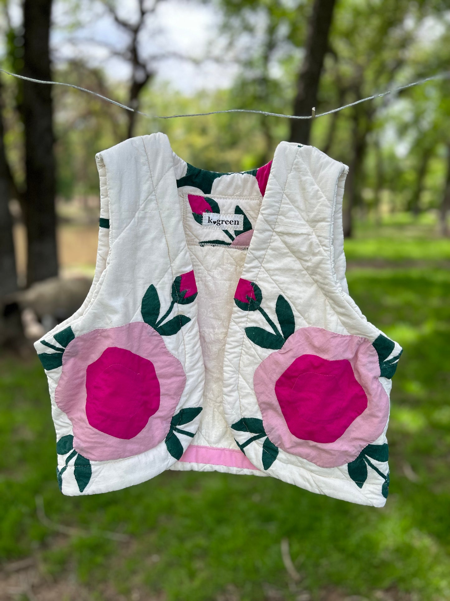 Peony Vintage Quilt Vest size small