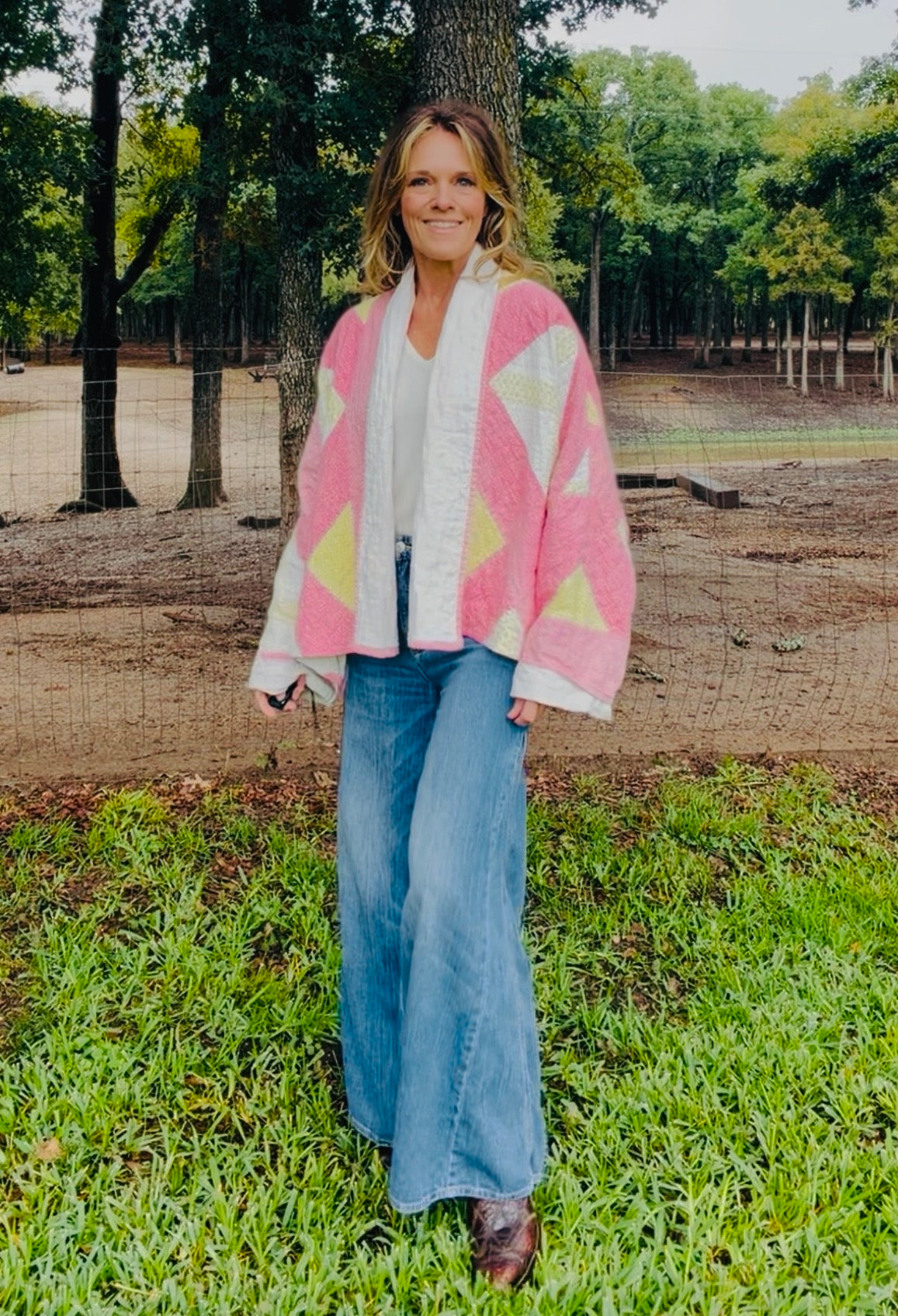 Pretty in Pink Kimono style quilt coat M/L
