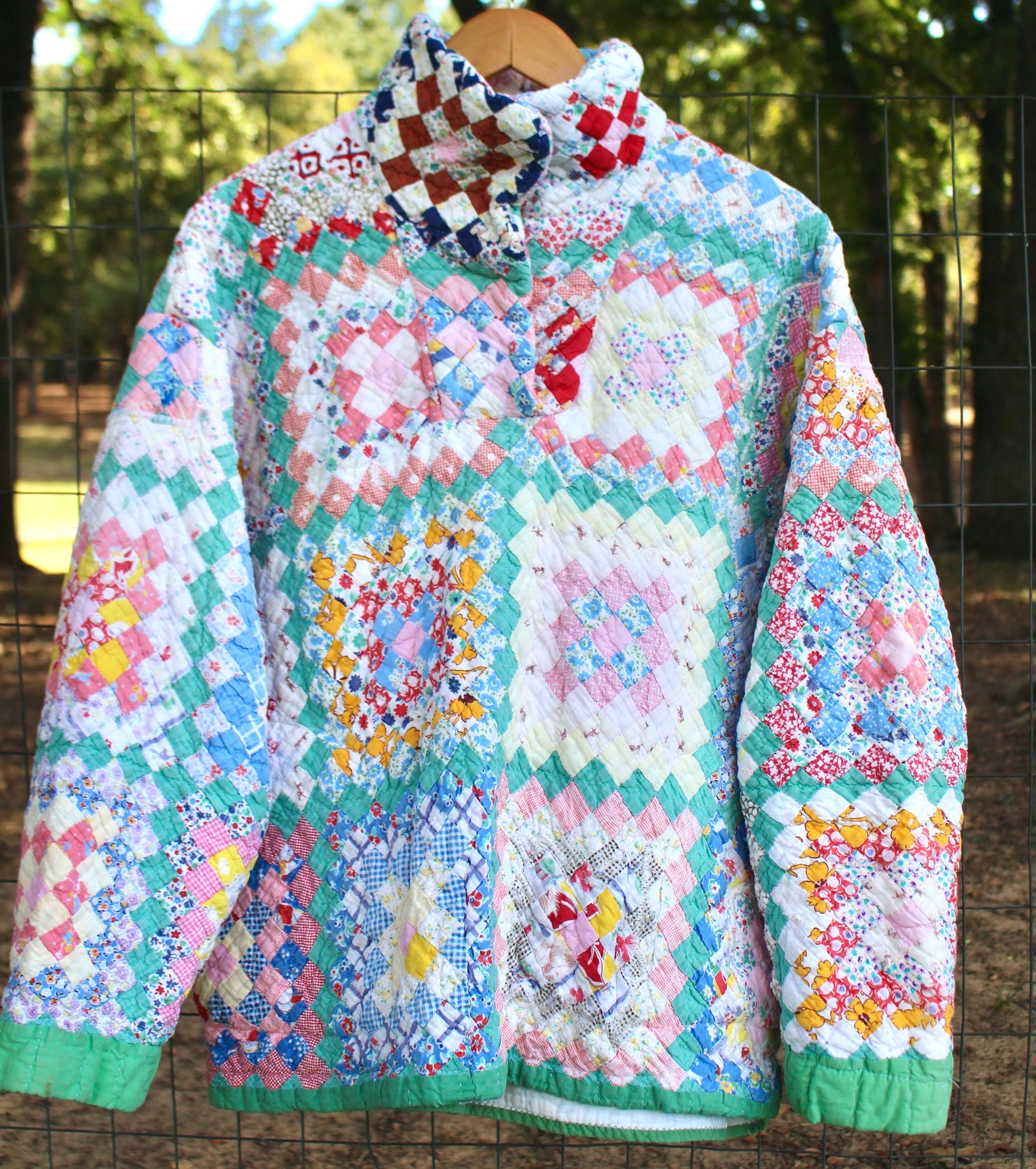 Postage Stamp Hand stitched  Quilt Pullover