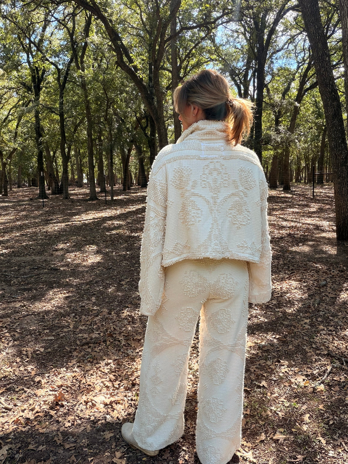Chenille zip up jacket and pants set xs/s  see measurements in description