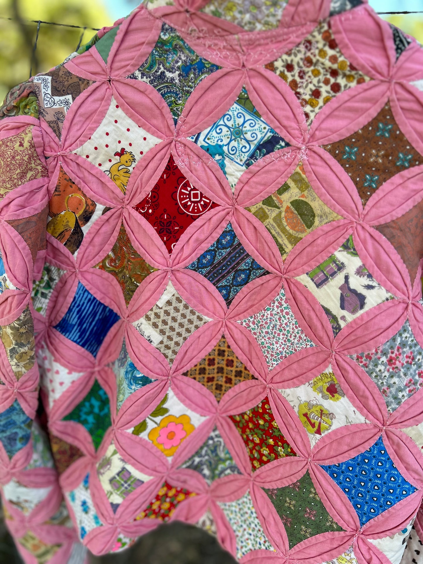 Pink Cathedral window quilt Jones size Small