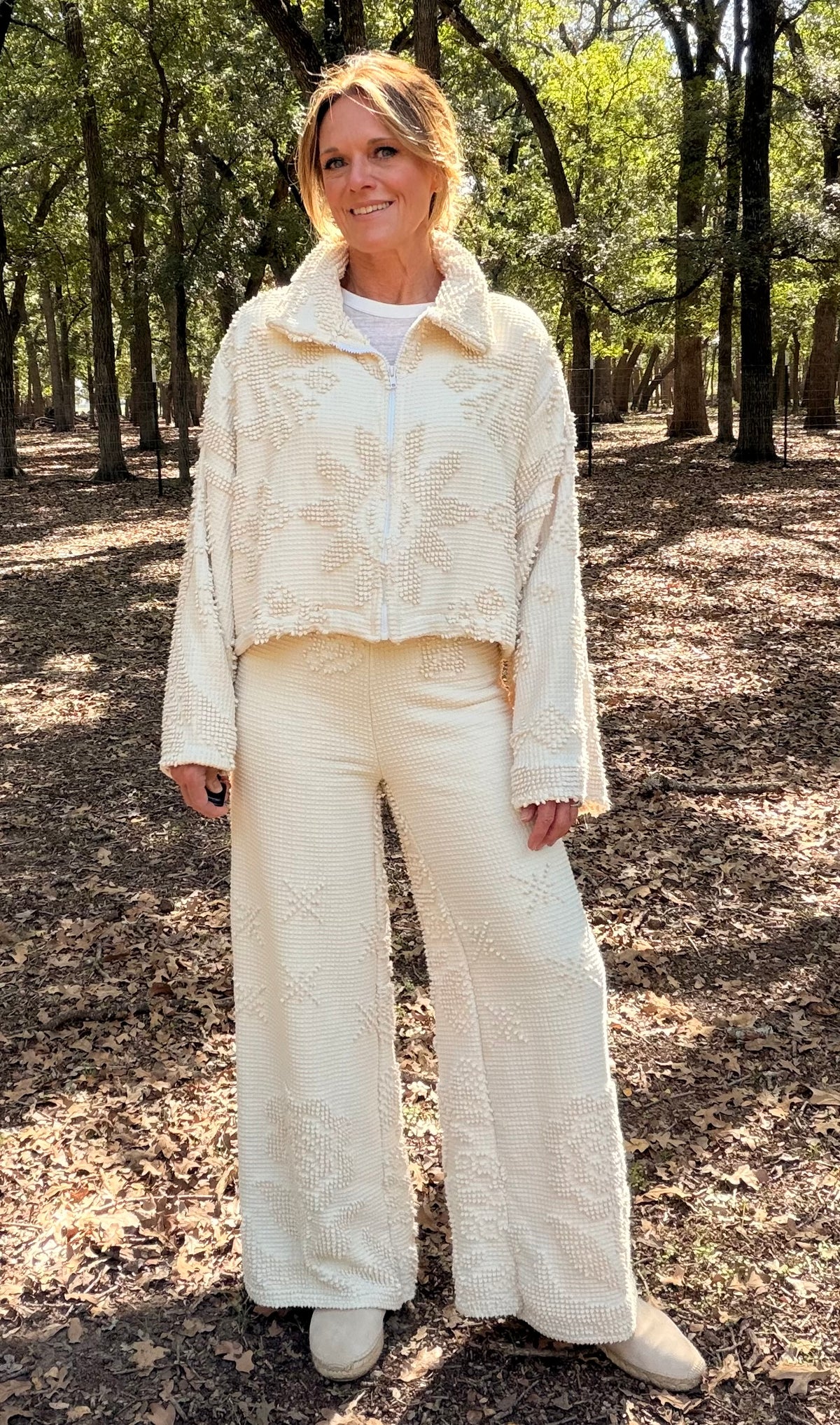 Chenille zip up jacket and pants set xs/s  see measurements in description
