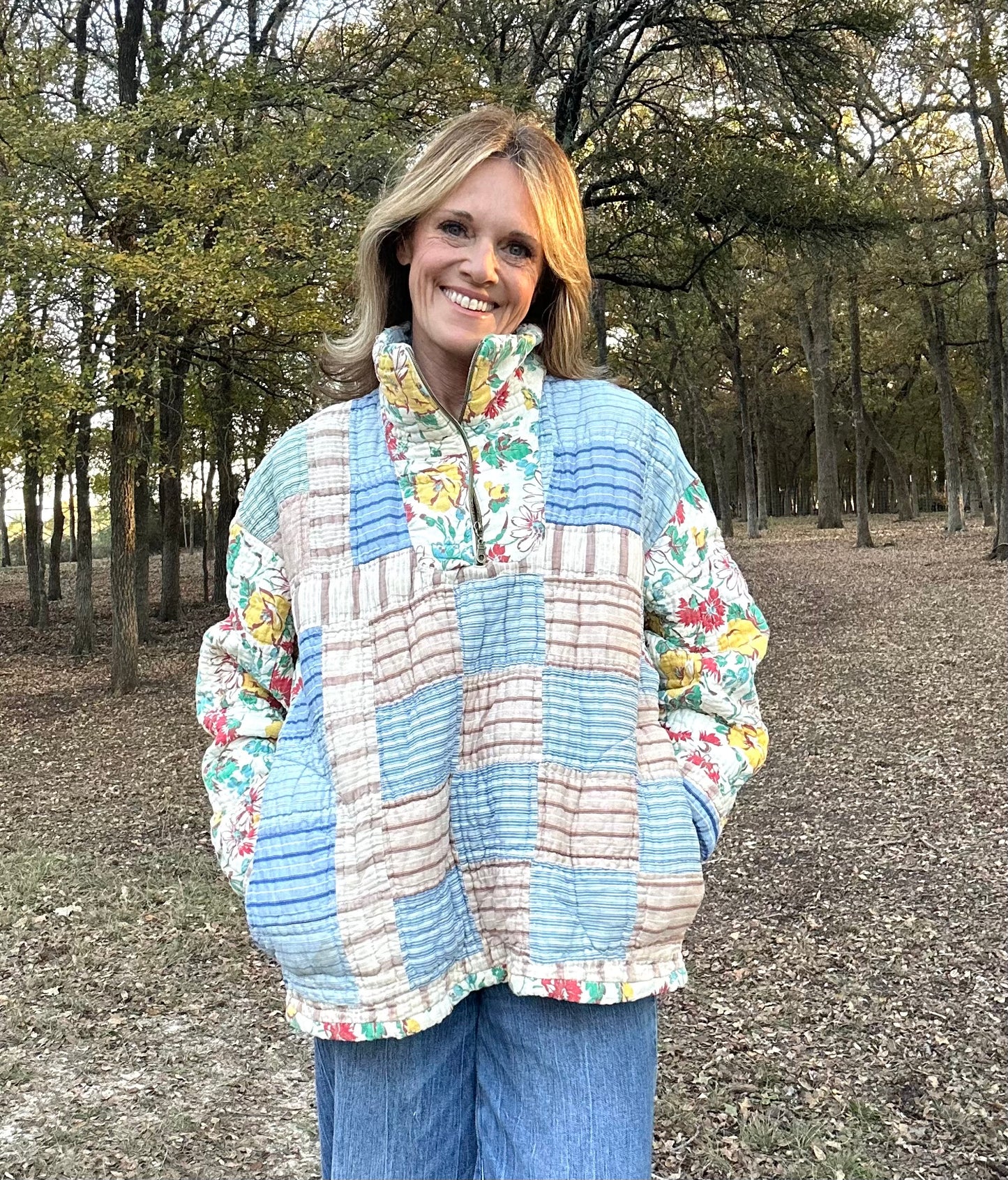 Feedsack Block and Floral Pullover