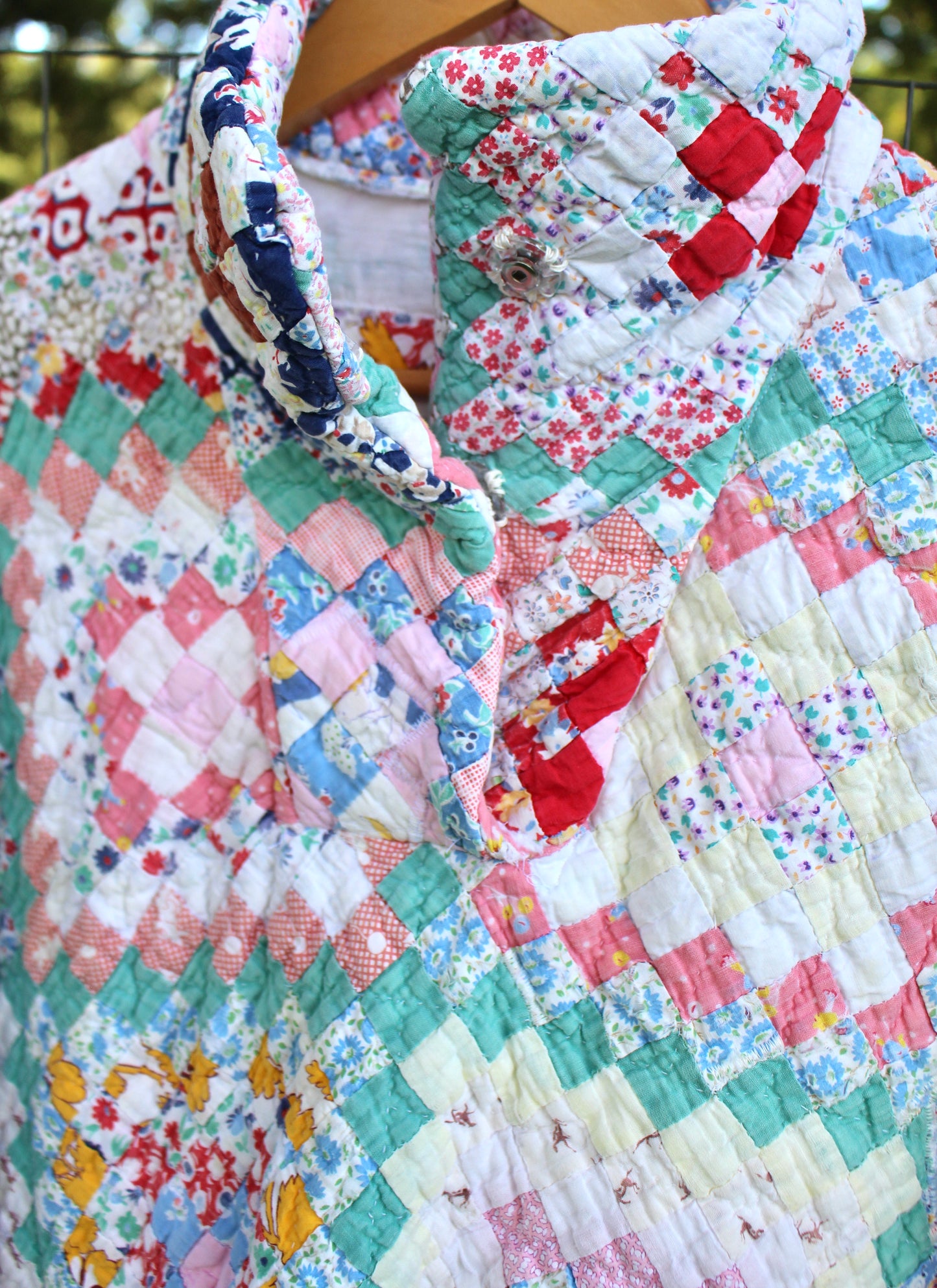 Postage Stamp Hand stitched  Quilt Pullover