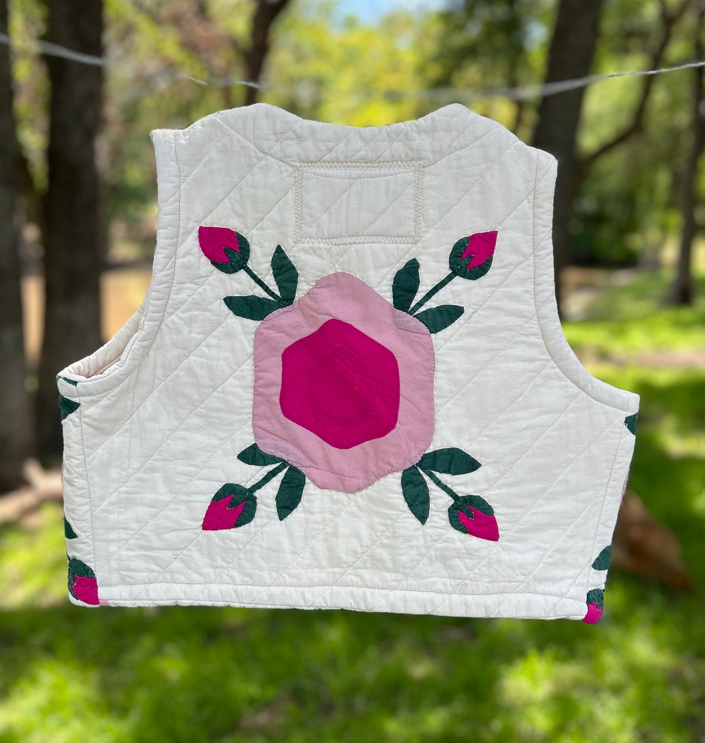 Peony Vintage Quilt Vest size small
