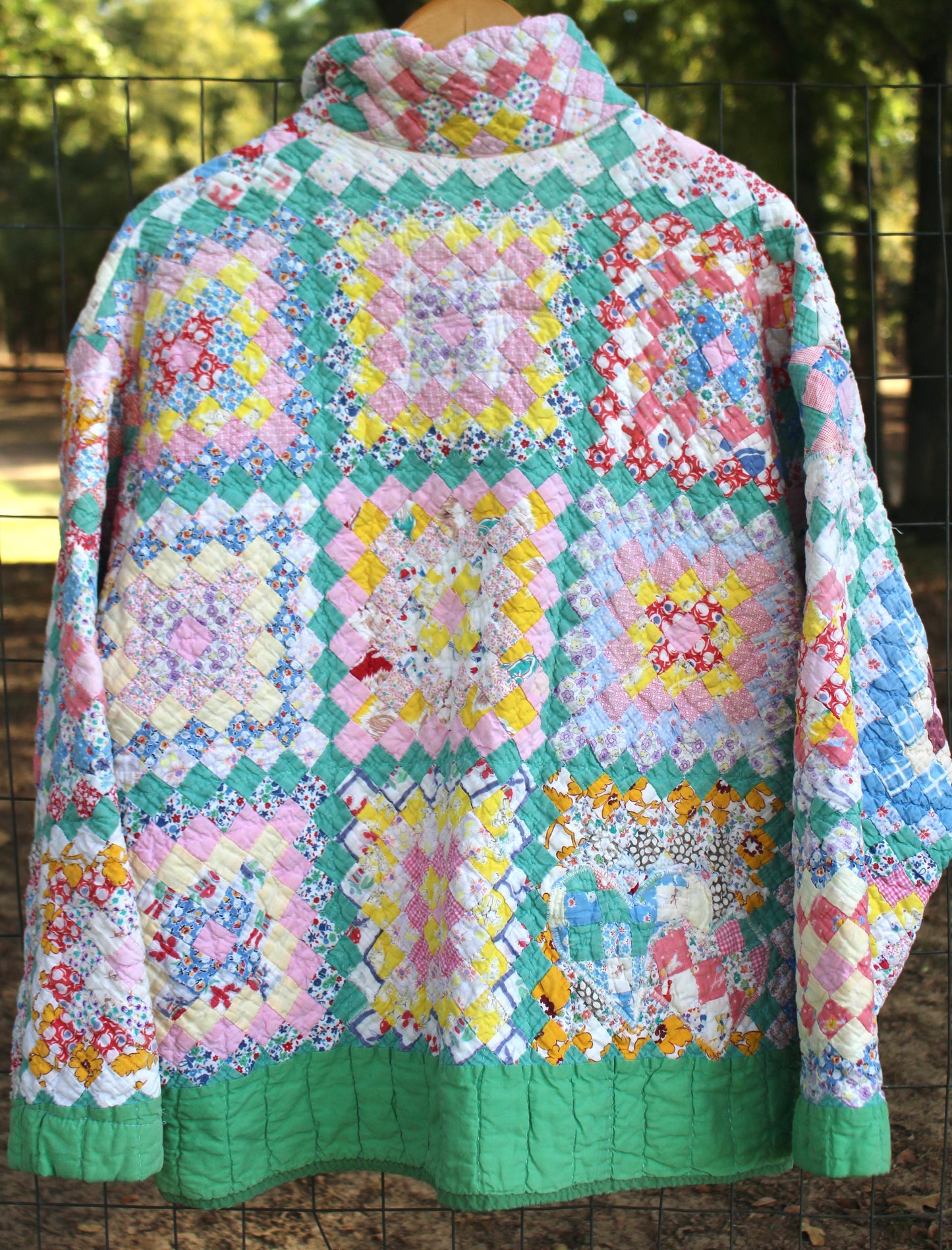 Postage Stamp Hand stitched  Quilt Pullover