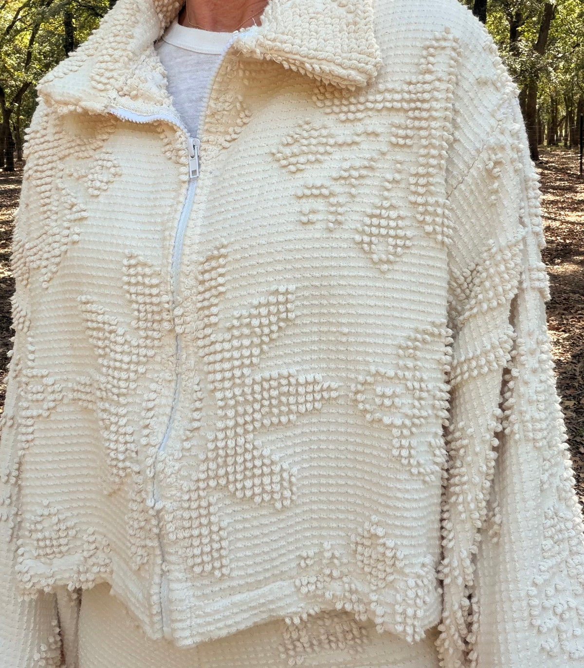 Chenille zip up jacket and pants set xs/s  see measurements in description