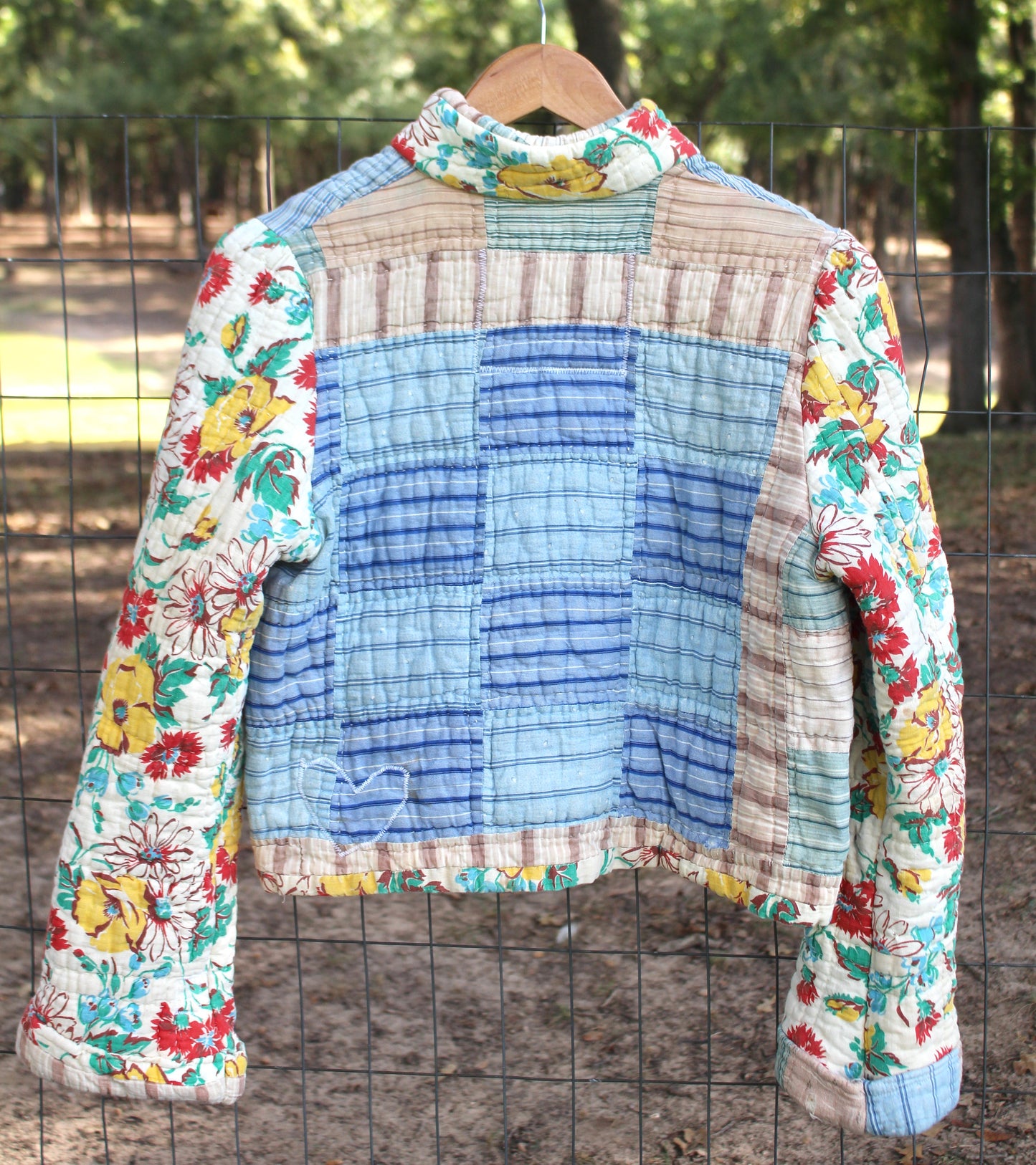 Feedsack Block and Floral Jones coat size Small